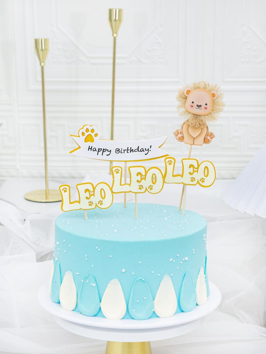 5pcs Leo Letter Design Cake Topper - Multicolor - View 1