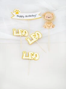 5pcs Leo Letter Design Cake Topper - Multicolor - View 2