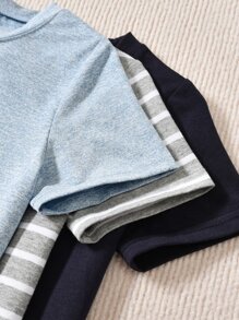 SHEIN 小男童3入組條紋印花T恤 - 彩色 - 查看 3