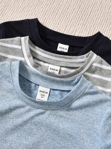 SHEIN 小男童3入組條紋印花T恤 - 彩色 - 查看 4