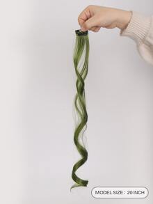 2pcs Clip In Medium Curly Synthetic Hair Extension - Olive Green - View 2