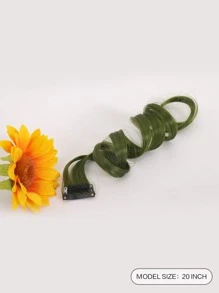 2pcs Clip In Medium Curly Synthetic Hair Extension - Olive Green - View 3