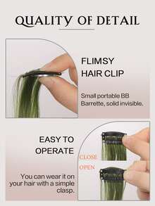 2pcs Clip In Medium Curly Synthetic Hair Extension - Olive Green - View 4