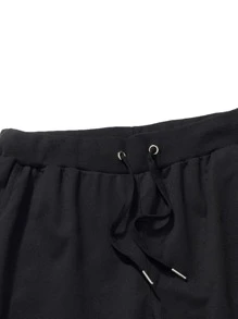 Manfinity Men Crown & Letter Graphic Tee & Joggers - Black - View 4