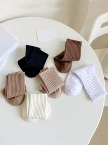 6 pares Calcetines de tripulación unicolor - Multicolor - Ver 1