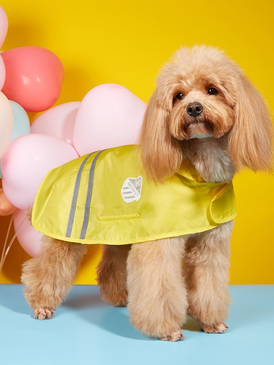 1pc Reflective Detail Pet Raincoat - Yellow - View 1