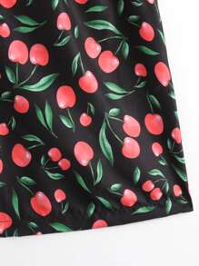 Manfinity Men Cherry Print Drawstring Waist Swim Trunks - Black - View 3
