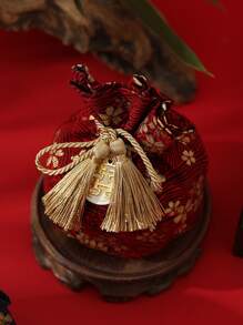 1pc Chinese Character Detail Tassel Decor Gift Bag - Multicolor - View 2