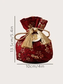 1pc Chinese Character Detail Tassel Decor Gift Bag - Multicolor - View 3