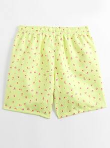 Manfinity Hombres Shorts de natación con estampado floral de cintura con cordón - Amarillo - Ver 2