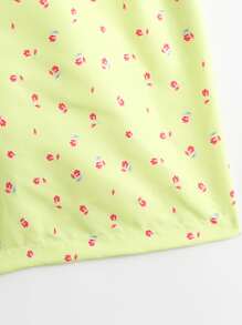 Manfinity Hombres Shorts de natación con estampado floral de cintura con cordón - Amarillo - Ver 3