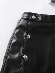 Young Girl Black Solid Color Casual Simple Style Versatile Midi Skirt For Summer - Black - View 3