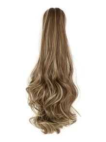 Long Curly Ponytail Synthetic Hair Extension With Claw - Multicolor - View 1