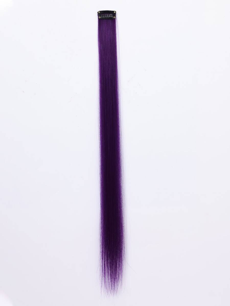 1 Pc Straight Hair Extensions Clip In 22 Inch Rainbow Clip In Synthetic Long Hairpiece Party Highlights Colorful Clip In Hair Extensions For Women Girls Kids Gift(Purple) - Purple - View 1