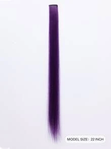1 Pc Straight Hair Extensions Clip In 22 Inch Rainbow Clip In Synthetic Long Hairpiece Party Highlights Colorful Clip In Hair Extensions For Women Girls Kids Gift(Purple) - Purple - View 2