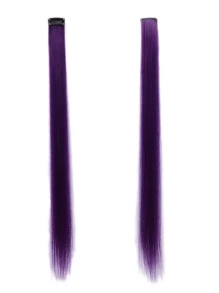 1 Pc Straight Hair Extensions Clip In 22 Inch Rainbow Clip In Synthetic Long Hairpiece Party Highlights Colorful Clip In Hair Extensions For Women Girls Kids Gift(Purple) - Purple - View 3