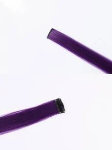 1 Pc Straight Hair Extensions Clip In 22 Inch Rainbow Clip In Synthetic Long Hairpiece Party Highlights Colorful Clip In Hair Extensions For Women Girls Kids Gift(Purple) - Purple - View 6