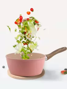 1 件迷你粉色平底锅，不粘牛奶/雪锅，带木柄 - 适用于电磁炉和炉灶，便携式迷你砂锅，非常适合宿舍、露营、家庭和办公室厨房 - 易于清洁 - 粉色 - 查看 3