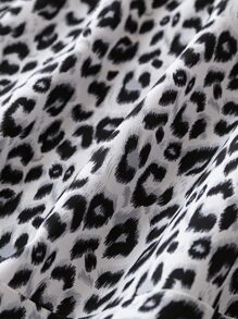SHEIN LUNE Plus Leopard Print Elastic Waist Skirt - Black and White - View 3