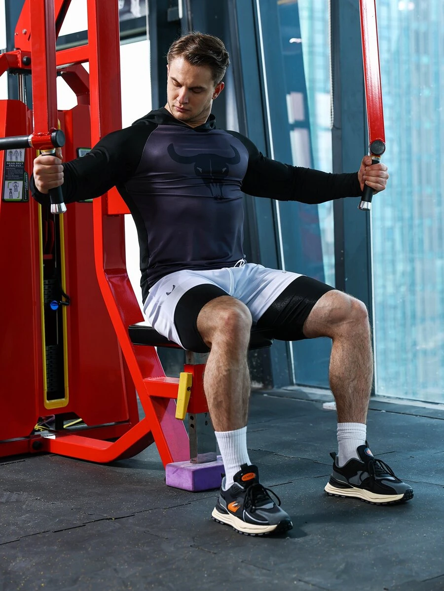 Manfinity Fitness Men Slogan Graphic Raglan Sleeve Sports Sweatshirt Men Sweatshirt - Multicolor - View 1