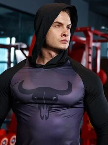 Manfinity Fitness Men Slogan Graphic Raglan Sleeve Sports Sweatshirt Men Sweatshirt - Multicolor - View 3