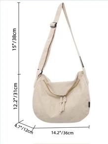 Minimalist Large Capacity Hobo Bag - Beige - View 3