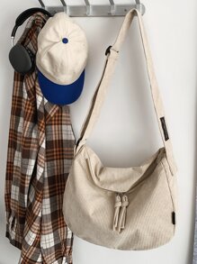 Minimalist Large Capacity Hobo Bag - Beige - View 4