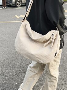 Minimalist Large Capacity Hobo Bag - Beige - View 7