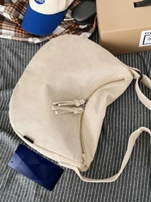 Minimalist Large Capacity Hobo Bag - Beige - View 5