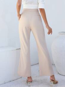 SHEIN Essnce Split Hem Flare Leg Suit Trousers - Apricot - View 2