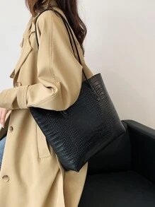 輕巧的商務休閒鱷魚紋肩托包，附帶包，適用於青少女、女性大學生、新手和白領上班族，適用於辦公室、大學、工作、商務、通勤、戶外活動、旅遊、郊外活動等場合，涵蓋錢包、書包、大容量、可携帶、商務休閒，適用於青少女、女性大學生，適用於辦公室、大學、中學、高中、工作和商務出行，是上班族的完美選擇。