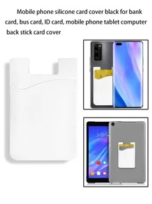 1pc Silicon Card Holder For Phone, Can Insert Bank Cards, Bus Cards, Id Cards And Stick To The Back Of A Tablet Or Phone - White - View 4