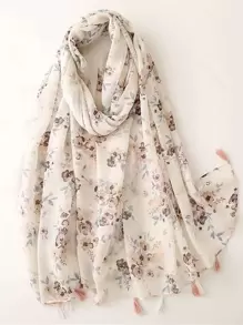 Boho 1pc Lightweight, Soft And Elegant Bali Printed Scarf For Women, With Tassel Fringes. Suitable For Casual Outdoor/School Daily/Commute Etc. Accessories Women
