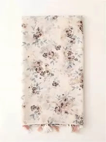Boho 1pc Lightweight, Soft And Elegant Bali Printed Scarf For Women, With Tassel Fringes. Suitable For Casual Outdoor/School Daily/Commute Etc. Accessories Women