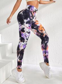 Yoga Trendy 紮染收復運動打底褲 - 彩色 - 查看 2