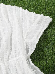 Girls Swiss Dot Contrast Trim Cover Up - White - View 5