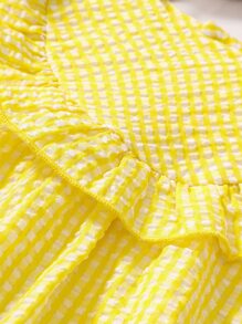 小女童雙色格子荷葉邊娃娃裙