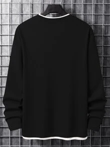 Manfinity Homme Men Solid Waffle Knit 2 In 1 Tee, Men Long Sleeve Top