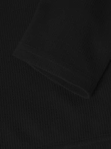 Manfinity Homme Men Solid Waffle Knit 2 In 1 Tee, Men Long Sleeve Top