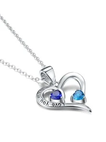 Rhinestone Decor Heart Charm Silver Necklace - Silver - View 5