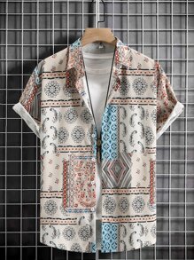 Manfinity Homme Men 1pc Random Paisley Print Shirt - Multicolor - View 1