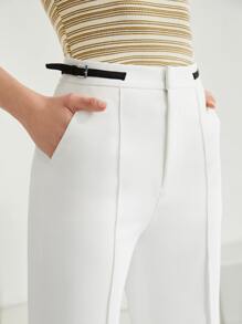 MOTF PREMIUM SIDE-BELTED DRESS TROUSERS - White - View 3