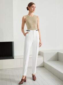 MOTF PREMIUM SIDE-BELTED DRESS TROUSERS - White - View 5