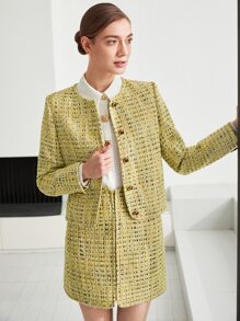 MOTF PREMIUM BOXY TWEED JACKET - Yellow - View 2