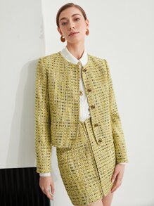MOTF PREMIUM BOXY TWEED JACKET - Yellow - View 4