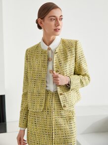 MOTF PREMIUM BOXY TWEED JACKET - Yellow - View 6