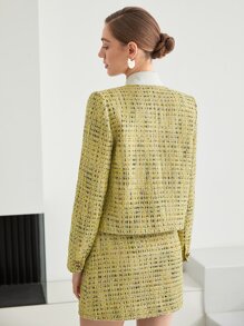 MOTF PREMIUM BOXY TWEED JACKET - Yellow - View 9