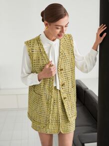 MOTF PREMIUM TWEED VEST - Yellow - View 4