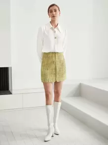 MOTF PREMIUM Blusa con botón cuello - Blanco - Ver 5