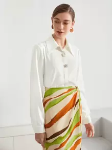 MOTF PREMIUM Blusa con botón cuello - Blanco - Ver 6